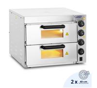 Royal Catering Four à Pizza Electrique RCPO-3000-2PS-1 (2 chambres de cuisson, chaleur réglable séparément, 2 base en chamotte 40x40x1,5cm, fonction minuterie jusqu'à 120 min)