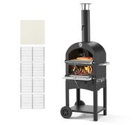 Four à Pizza d’Extérieur 305 mm-VEVOR-Four à Granulés de Bois 2 Niveaux-avec Deux Roues Amovibles