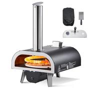 VEVOR Four à Pizza d’Extérieur 305 mm, Four à Granulés de Bois Portable, avec Thermomètre et Rotation Électrique, avec Pierre à Pizza, Sac de Transport et Pelle, pour Camping Jardin Terrasse