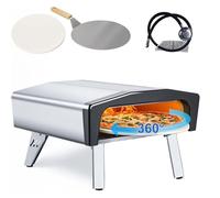 Four à pizza d'extérieur à gaz, four à pizza au propane de 30,5 cm avec pierre rotative automatique, grande machine à pizza portable pour l'extérieur du jardin, sac étanche, peler, thermomètre