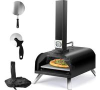 Four à pizza d'extérieur - Four à pizza à granulés de bois avec pelle à pizza et roulette à pizza pour le camping et la plage - Parfait pour faire de délicieuses pizzas faites maison