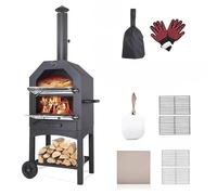 Four a Pizza D'extérieur, Fours à Pizza Extérieurs Portable avec Perre à Pizza, Pelle, Grille de Gril, Four à Pizza pour Pizza Party et le Camping