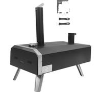 Four à pizza d'extérieur, taille 12 pouces, design portable, matériau en acier inoxydable, noir