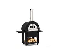 Four à pizza - Diavolo Napoletana - Poêle à bois - Rangement pour bois ou charbon - Four d'extérieur - Thermomètre - Acier inoxydable - Noir