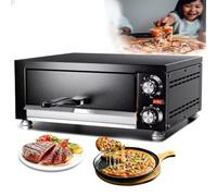 Four à pizza électrique 1100W, four commercial de 12 pouces avec minuterie, température réglable 50-300°C, tiroir en acier inoxydable et poignée isolée