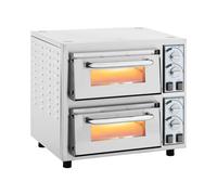 Four à pizza électrique - 2 chambres - 4400 W - Ø 35 cm - pierre réfractaire - Royal Catering
