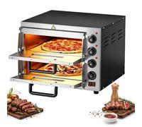 Four À Pizza Électrique 2 Étages Ou Simple Étage Capacité 20L/48L Avec Chaleur De Voûte Et Sole Réglable Séparément Jusqu'à 350°C Pour Gastronomie Et Restauration(Double Layer)