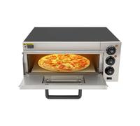 Four à pizza électrique, 20 l, 350 °C, tubes de chauffage haute performance 2000 W, chambre de chauffage en acier inoxydable, noir/argenté, minuterie de 30 min et lumière, pour la maison, le jardin