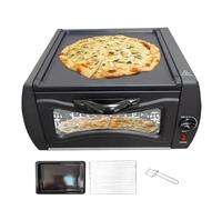 Four à pizza électrique 2100W, effet de pierre de cuisson de taille familiale de 12 pouces avec température réglable, porte en verre, intérieur antiadhésif, plateau de cuisson et rack inclus pour les