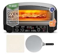 Four à pizza électrique 2200W 37 cm jusqu'à 450°C avec pierre à pizza intérieur et extérieur