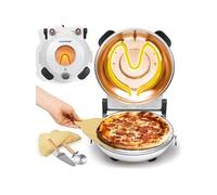 NutriChef Four à Pizza Électrique - Appareil de Table Ø30 cm avec Thermostat & Thermomètre - Fenêtre de Cuisson - Chauffe jusqu’à 425°C - Pierre Antiadhésive Facile à Nettoyer - Blanc