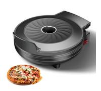Four à pizza électrique avec interrupteur indépendant et poignée anti-brûlure, four à pizza pour comptoir, crêpière multifonctionnelle pour cuisines, pizzerias, restaurants, facile à nettoyer, noir
