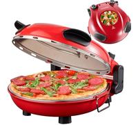 Four à pizza électrique avec pierre à pizza de 32 cm - 390 °C - Station de cuisson à pizza - Machine à pizza électrique - Minuterie - 5 niveaux - 1200 W - Four à pizza