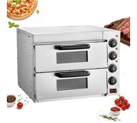 Four À Pizza Électrique, Capacité 20L/48L Avec Pierre Réfractaire Et Chaleur Voûte/sole Réglable Indépendamment Jusqu'à 350°C Et Minuterie 0-60 Min Pour Restaurant Maison(Double Layer)