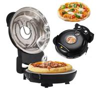 Four à pizza électrique de 12 pouces pour comptoir - La machine à pizza d'intérieur de 1200 W chauffe jusqu'à 800 °F avec pierre de cuisson, fenêtre de visualisation, contrôle de la température