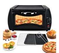 Four à pizza électrique de 15L avec plateau de cuisson et grille | Machine Tandoor de Comptoir, Contrôle de Température et Porte en Verre pour Barbecue à Domicile