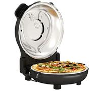 Four à pizza électrique - HOMCOM - 1200 W 430°C - plaque en pierre réfractaire 30 cm et minuterie - acier - 34,5x35x16,5cm - noir