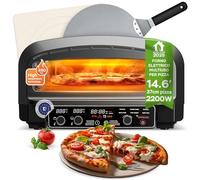 Four à pizza électrique jusqu'à 450 °C pour 37 cm (14.6") Pizza New York avec pierre à pizza - Utilisation intérieur/extérieur - 2200 W - Idéal pour maison, jardin, table ou cuisine mobile