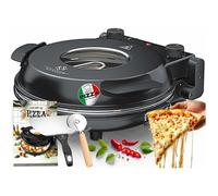 KESSER Four à pizza électrique jusqu'à 400 degrés, 1200 W, avec plaque en pierre ignifuge et minuterie de 32 cm de diamètre, 5 niveaux de chaleur et fenêtre.