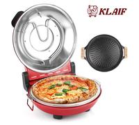Four à pizza électrique KLAIF Red, grill 2-en-1 avec plaques interchangeables