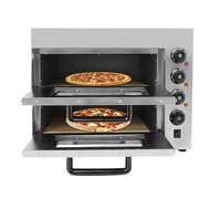 Four à pizza électrique, plan de travail, en acier inoxydable, double étagère, 3000 W, avec thermostat, pour fêtes de famille et restaurants, grande capacité, plage de température