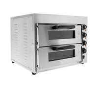 Four à pizza électrique professionnel à double étagère, 57 x 47,5 x 44 cm, 3000 W, cordiérite à 2 plaques, acier inoxydable 201, minuterie 60 min, pizza de 14 pouces, pour boutique, restaurant