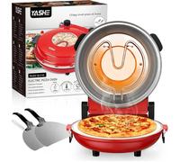 Four à Pizza Électrique-YASHE- 1200W avec Pierre à Pizza - Minuterie et Fenêtre de Visualisation - Rouge