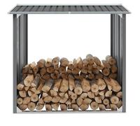 vidaXL Abri de Stockage de Bois Acier Galvanisé Gris Porte-bûches Range Bûches