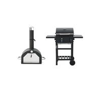 vidaXL Four à pizza et barbecue d'extérieur 3 en 1 Noir