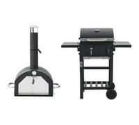 vidaXL Four à Pizza et Barbecue d'Extérieur 3 en 1 Grille de Cuisson sous la Pierre Gril de Barbecue d'Extérieur Jardin Arrière-cour Noir