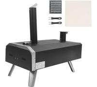 Four à pizza, feu de bois, portable, acier inoxydable, noir