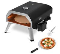 Four à Pizza Gaz 12 Pouces avec Pierre Rotative Automatique, 4.4kW, Thermomètre, Pieds Pliables, Pelle et Roulette