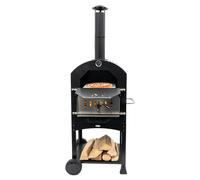 Four à Pizza HEAT Outdoor Living Ovnhus - Noir - Multifonctionnel avec Gril Barbecue en Bois au charbon et Briquettes - Four à Pizza pour Extérieur - 50x36x160 cm