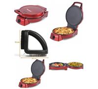 Four à Pizza 1800W et tartes-Grill-Plancha 30cm Revêtement antiadhésif-Brosse nettoyante Barbecue et plancha