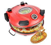 Four à pizza，Mini four electrique， Four à pizza électrique antiadhésif avec température réglable et chauffage rapide jusqu'à la perfection(Red)