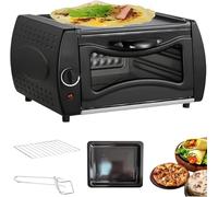 Four à pizza multifonction de comptoir, four à pizza électrique de 1500 W, contrôle de la température de 50 à 400 ℃, mini réchaud à pizza avec plateau de cuisson/support de cuisson/poignée de plateau