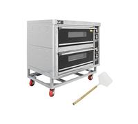 Four à Pizza Pâtisserie Professionnel 6.6kW 400°C 2 Niveaux Cuisine Restaurant Argent G