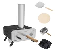 Four à pizza portable à granulés de bois Outsunny avec pierre à pizza rotative de 30 cm, pelle et couvercle, four à pizza à bois avec thermomètre pour cuisiner en plein air dans le jardin