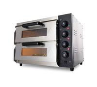Four à Pizza Professionnel 2 Chambres - 2 x 40 cm - 3000W - Double Pierre