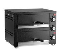 Four à Pizza Professionnel 2600W, Double Machine à Pizza de Comptoir pour Pizzas de 16 Pouces avec Thermostat Indépendant & Minuterie - Cuiseur à Pizza Électrique pour Restaurant, Maison, Bretz black