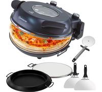 Four à pizza Sommertal PizzaProfi, pierre à pizza 32cm, pizza rapide en 3 minutes, set de 5 pièces avec insert de poêle, 2x pelles à pizza, coupe-pizza, plaque en pierre, fenêtre de visualisation, max