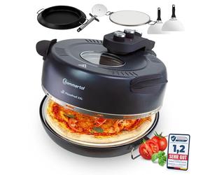 Four à pizza Sommertal PizzaProfi XXL avec plaque en pierre de 39 cm - four à pizza électrique, jusqu'à 400°C - Ensemble de 5 pièces avec insert de poêle, 2x pelle à pizza, cutter, pierre à pizza
