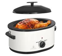 Four à rôtir électrique de 8 litres, rôtissoire à dinde électrique avec couvercle auto-badigeonnant, en acier inoxydable - Polyvalent pour rôtir, pâtisserie et cuisson lente - Blanc 8 l