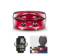 Four à tarte et pizza multifonction 1800 W Revêtement pierre antiadhésif Puissance 1800 W + Set 4 accessoires pour barbecue