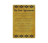 Four Agreements Personal Freedom Philosophy Canvas Wall Art Print Inspired by Don Miguel Ruiz(Framed,08x12inch(20x30cm))