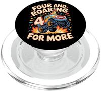Four and Roaring for More Funny 4th Birthday Truck PopSockets PopGrip pour MagSafe
