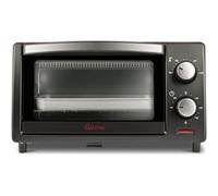 Girmi Four électrique FE10 – 800 W, 10 litres, acier inoxydable, minuterie 60 min, noir/rouge