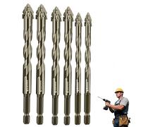 Four Blade Serrated Eccentric Drill Bits, Concrete Drill Bit Multi-Functional Super-Hard Bevel Head Eccentric Drill Bits for Stone Glass Concrete (8/8/10/10/12/12)
