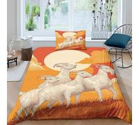 Four Blanc Chèvres Standing on The Top of The Mountain in The Sun Parure De Lit Avec Taie D'oreiller 3D Microfibre Housse Couette Parure Motif,pour Adultes Enfants Filles Garçon Single(135x200cm)