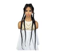 Four Braids Wigs,Synthetic Braided Lace Front Long Hand-made Wig 36 inches Natural Looking Daily Use(BLACK)